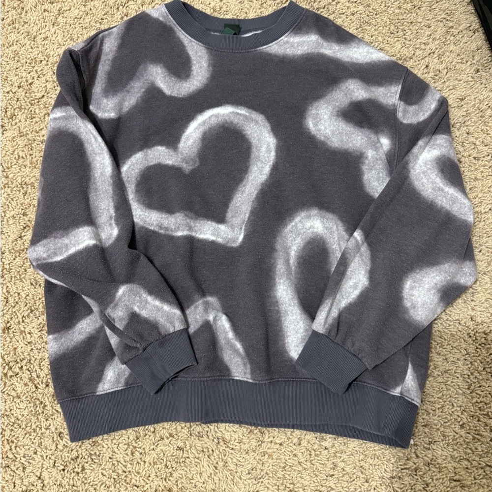 Target Gray and White Heart Crewneck Sweater